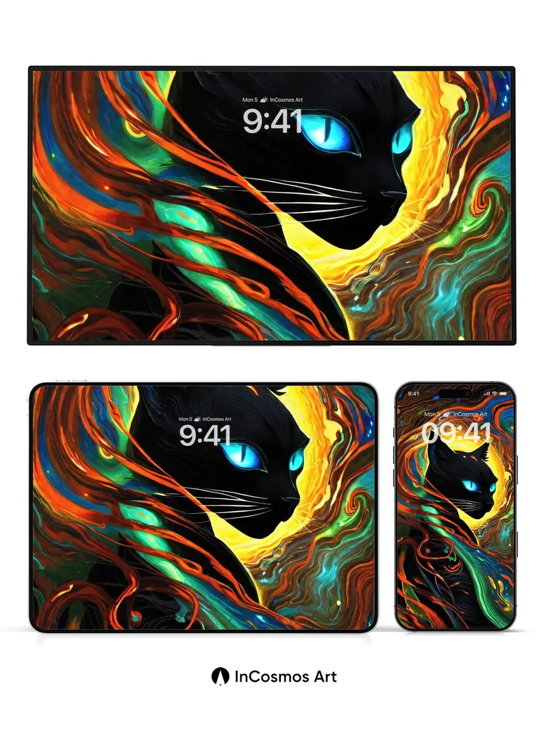 Cosmic Shadow Wallpaper with Electric Eyes