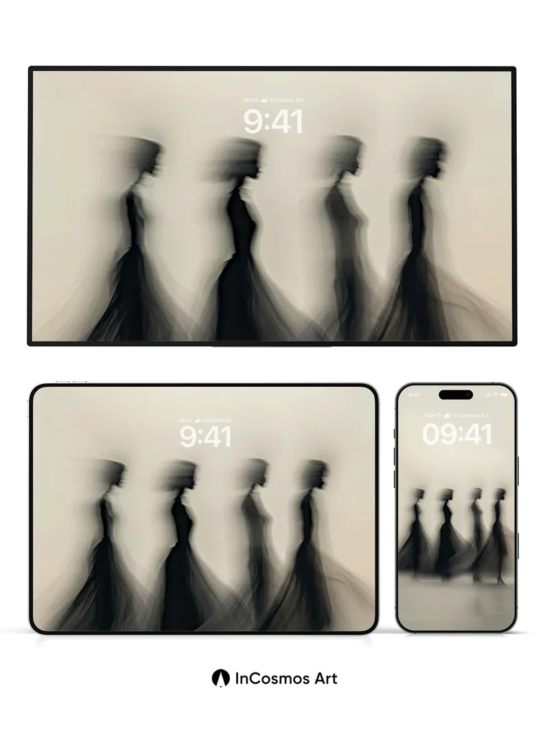 Echoing Silhouettes Wallpaper with Ghostly Motion