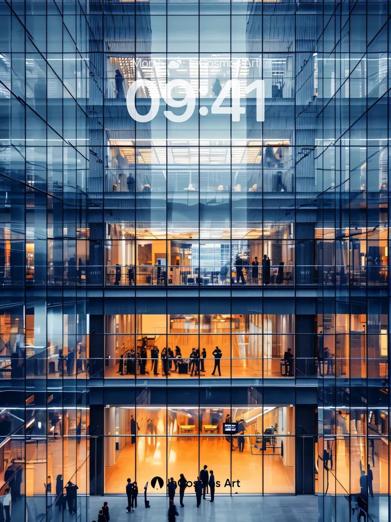 Glass Labyrinth Wallpaper with Floating Light