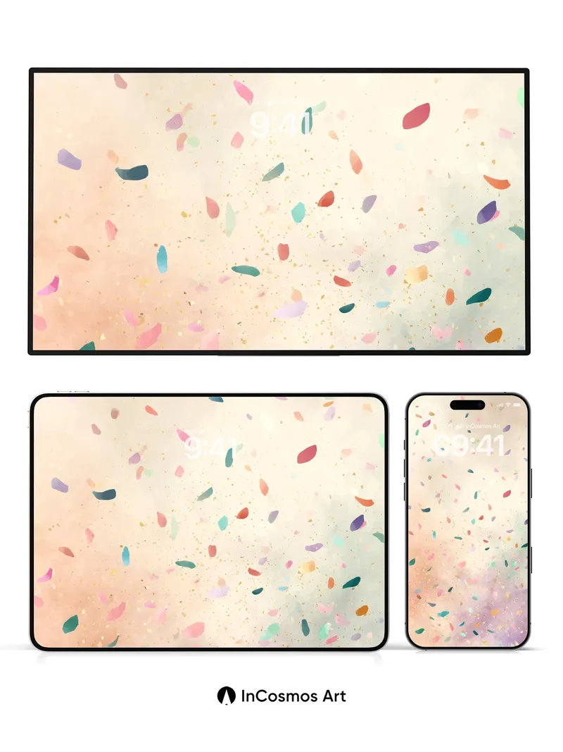 Whispering Petal Wallpaper with Golden Dust