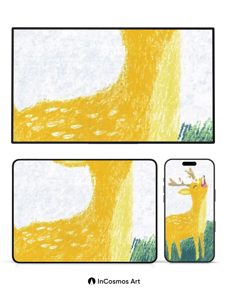 Golden Whisper Wallpaper with Velvet Antlers