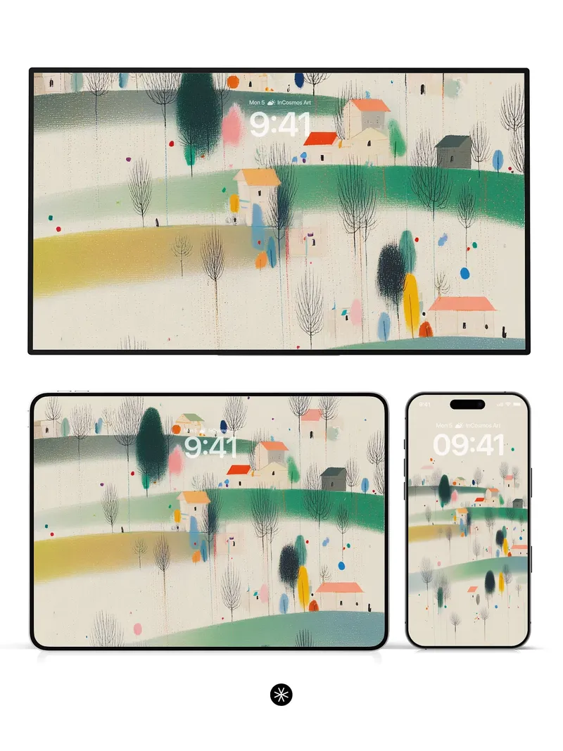 Abstract Pastel Countryside Wallpaper 4K for iPhone Lock Screen