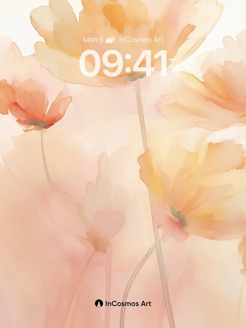 Soft Hush Floral Wallpaper with Watercolor Light