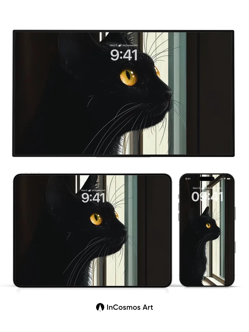 Midnight Gaze Wallpaper with Golden Eyes