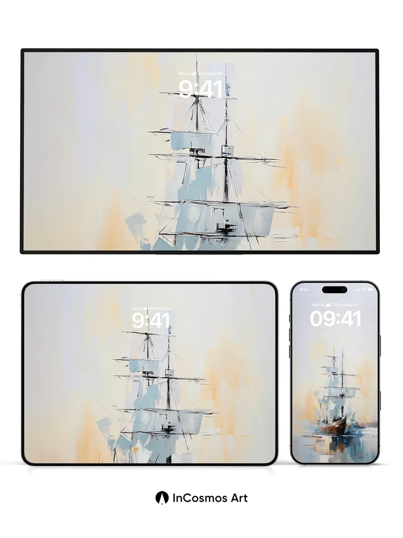 Misty Sails Wallpaper with Golden Haze