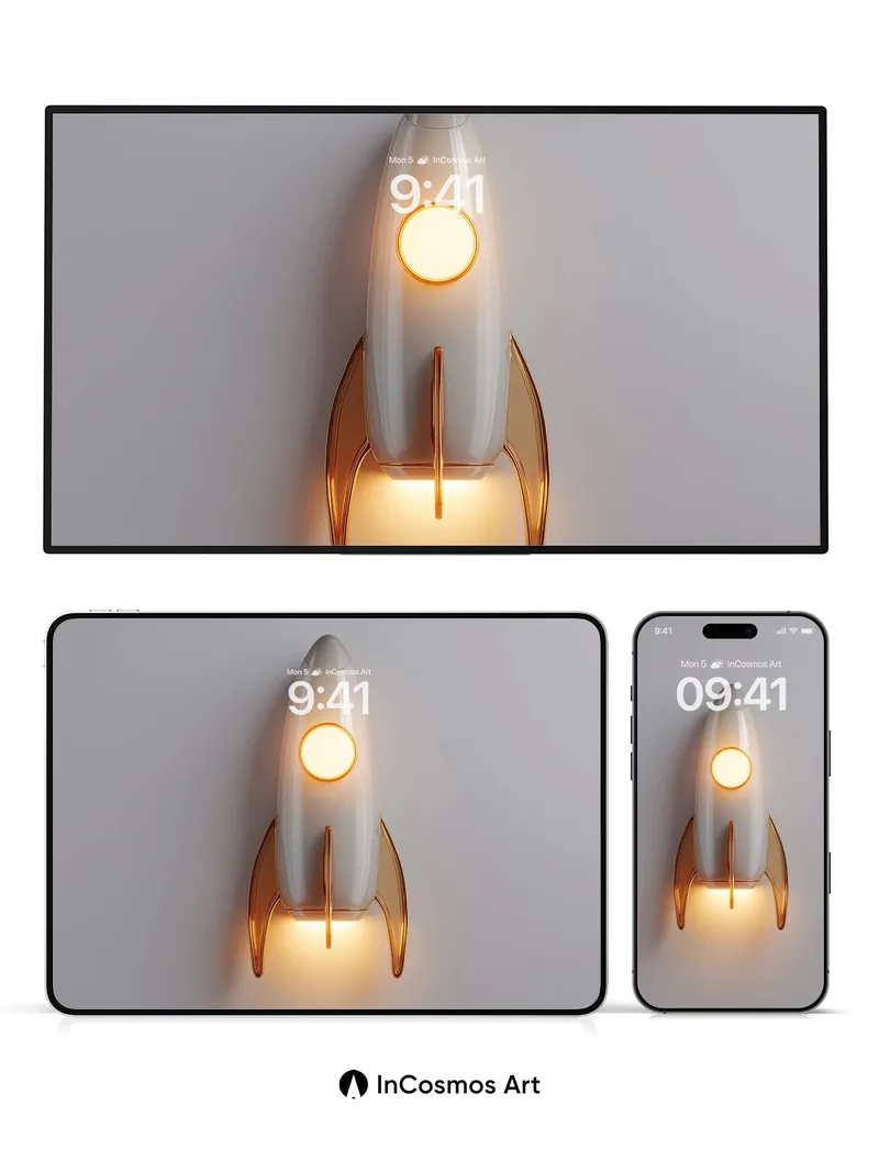 Luminous Rocket Wallpaper with Warm Glow