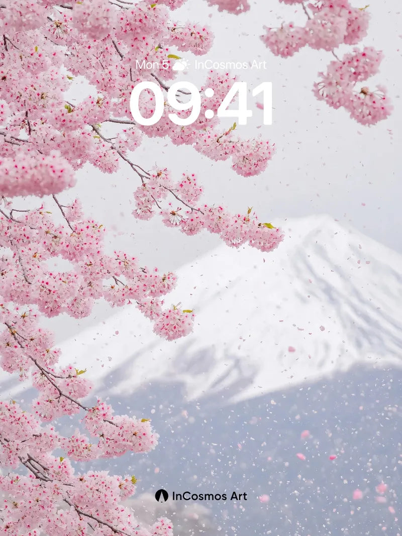 Serenity Cherry Bloom Wallpaper with Mount Fuji