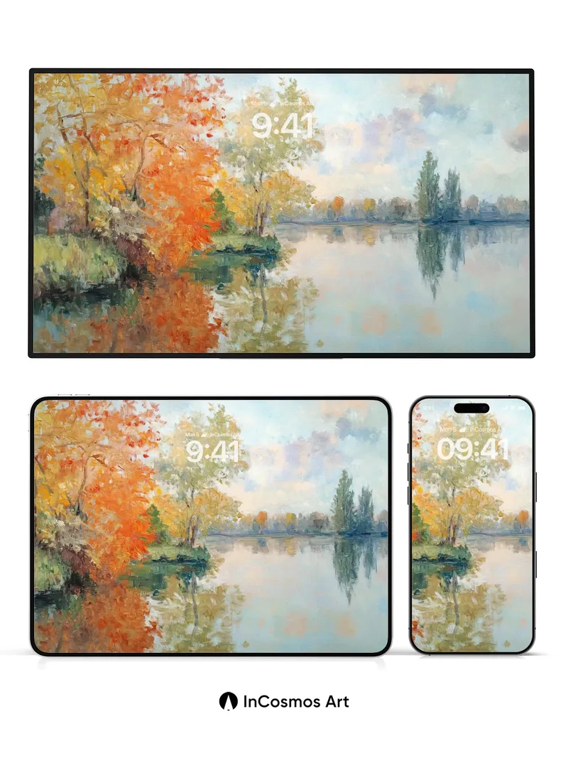 Autumn Hush Wallpaper with Monet Reflections