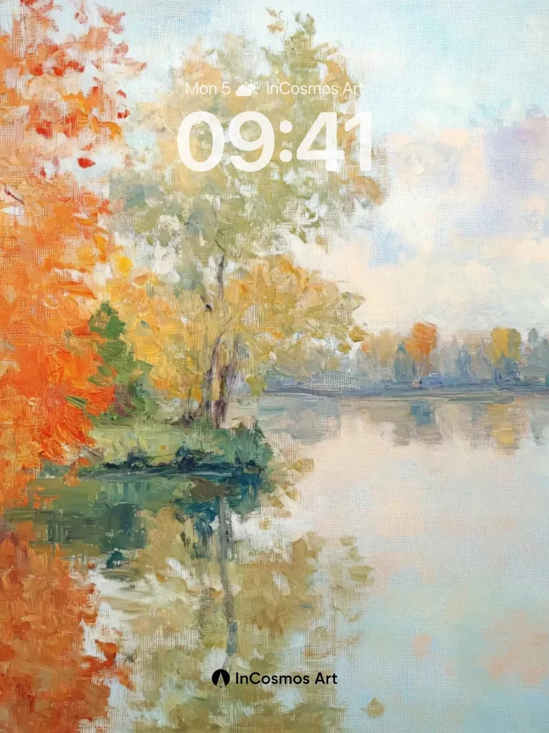 Autumn Hush Wallpaper with Monet Reflections