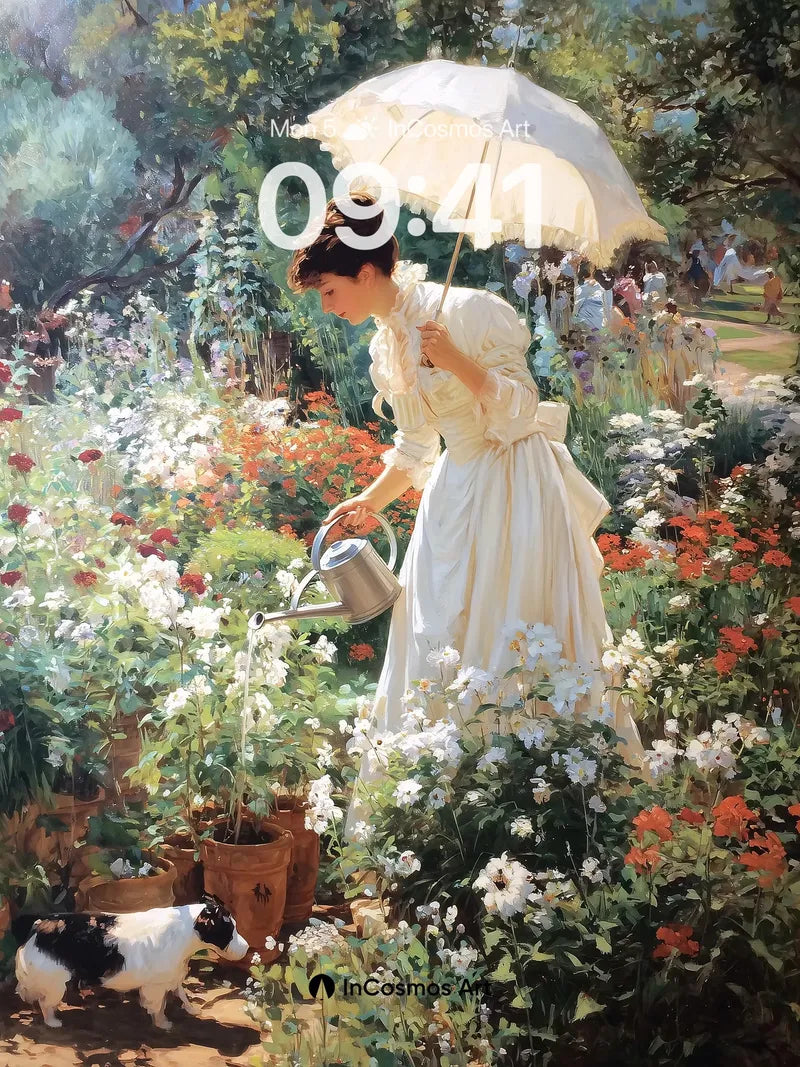 Serene Garden Wallpaper with Victorian Elegance wallpaper for iPhone, iPad & Mac
