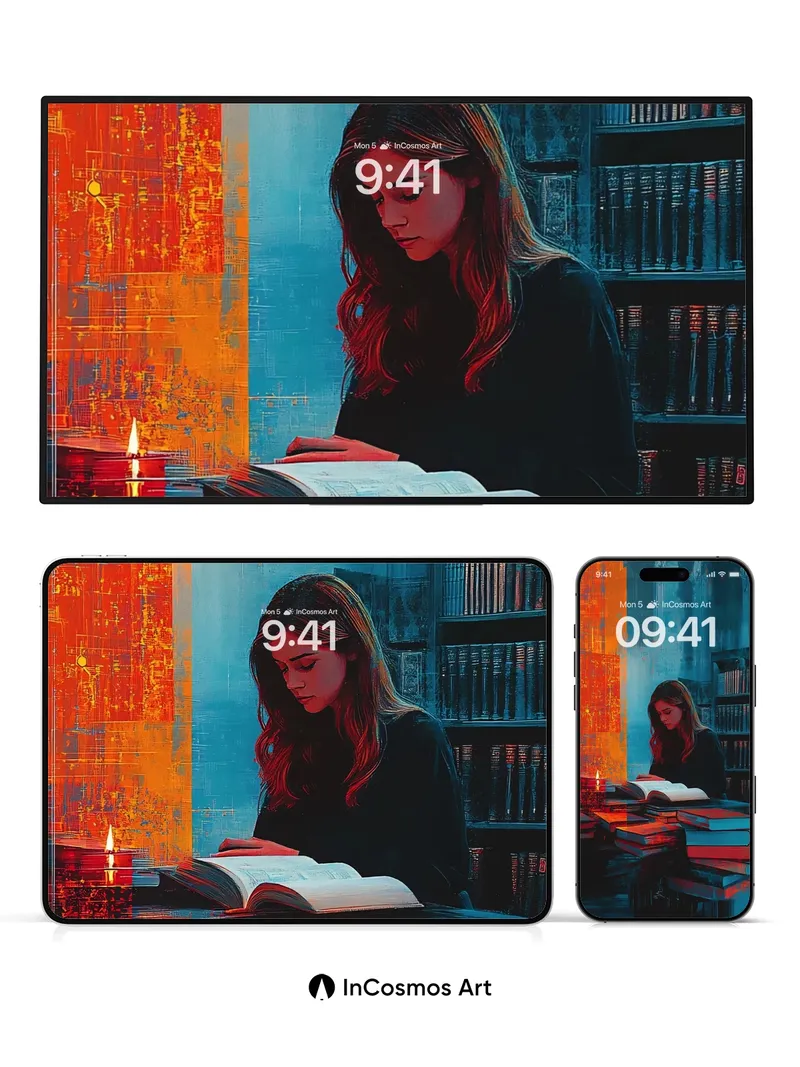 Crimson Hush Wallpaper with Candlelit Pages