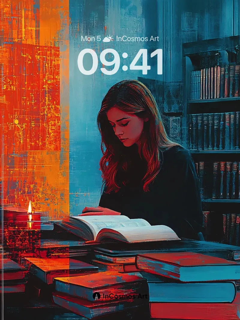 Crimson Hush Wallpaper with Candlelit Pages