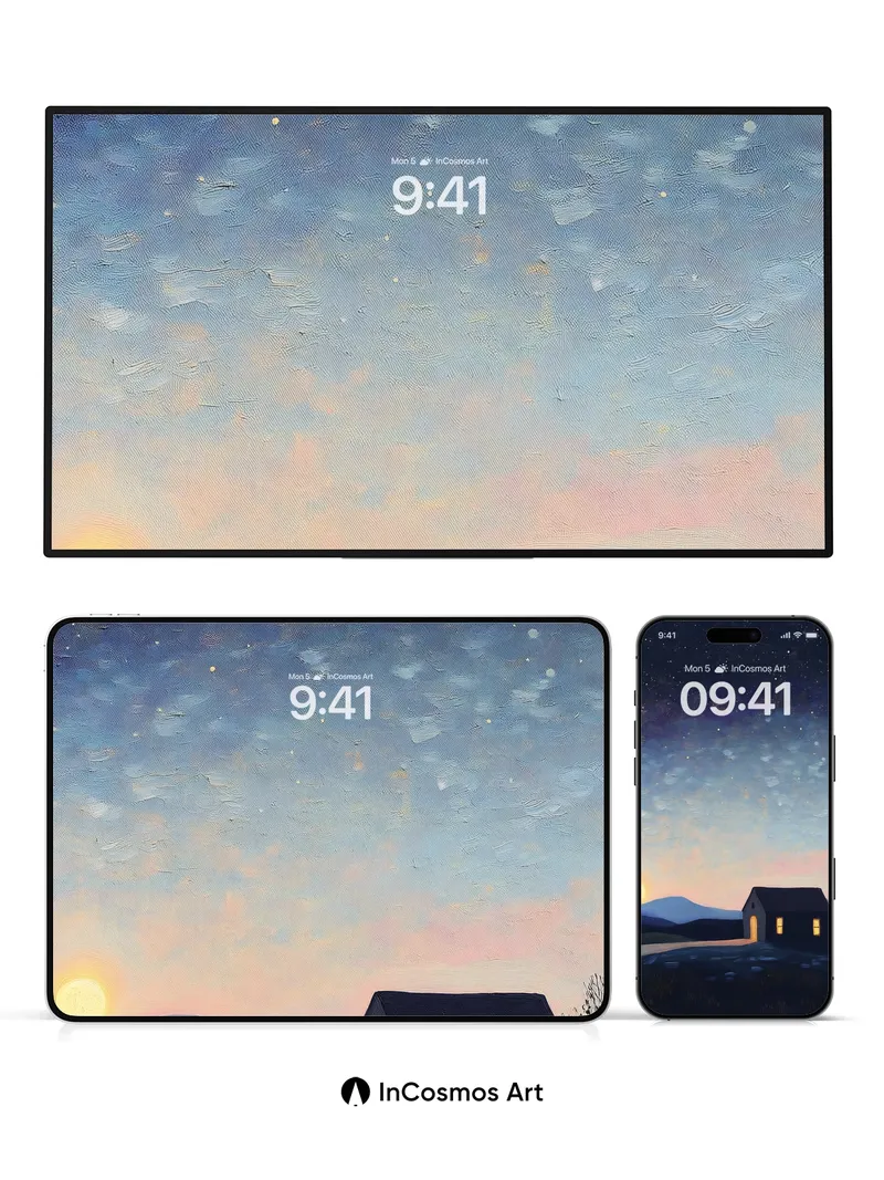 Starry Hush Wallpaper with Moonlit Path