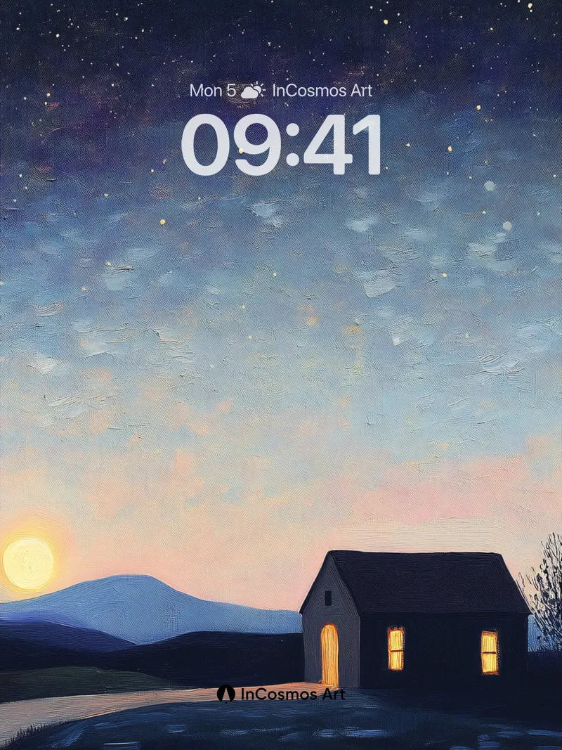 Starry Hush Wallpaper with Moonlit Path