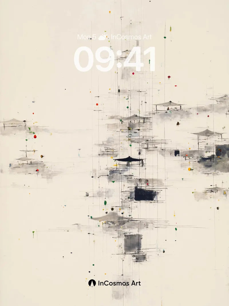 Serene Mist Pavilion Background with Vertical Rhythm wallpaper for iPhone, iPad & Mac