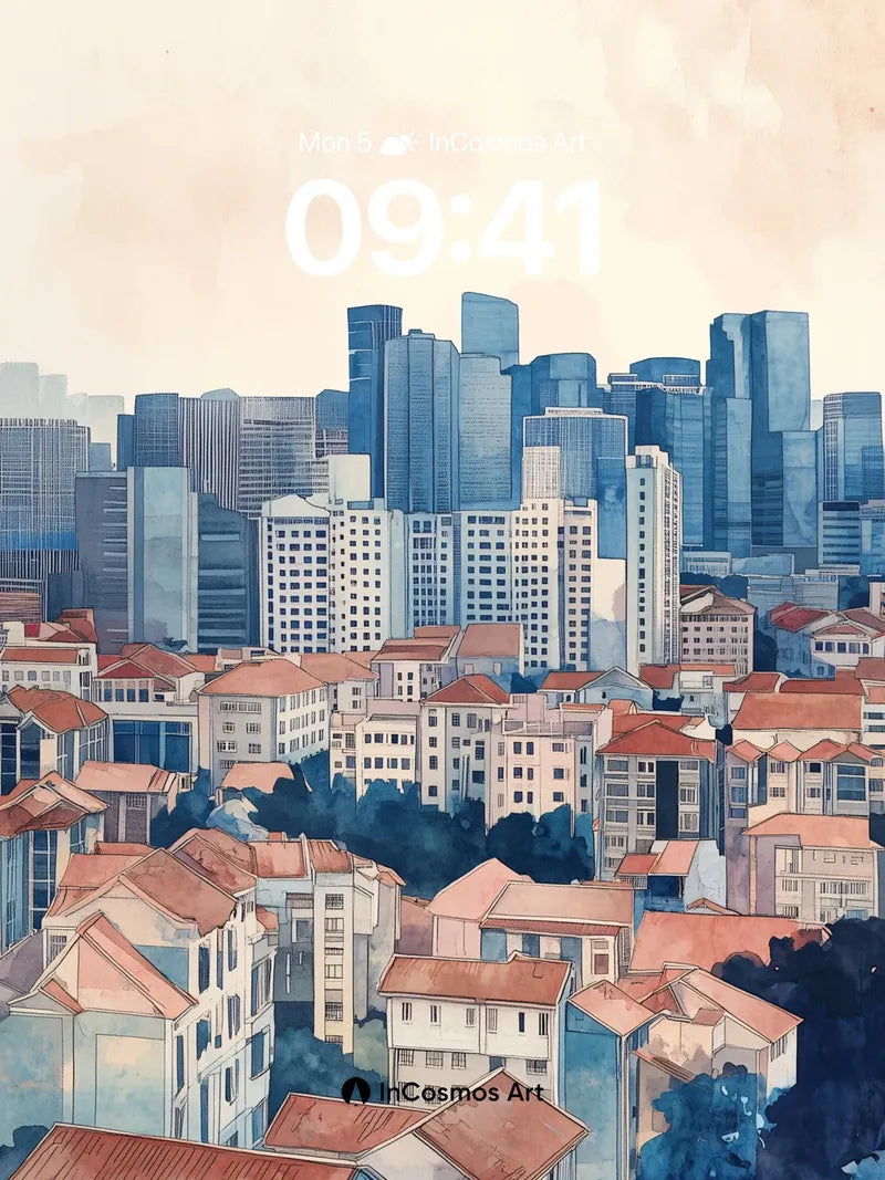 Cobalt Horizon Wallpaper with Terracotta Echoes