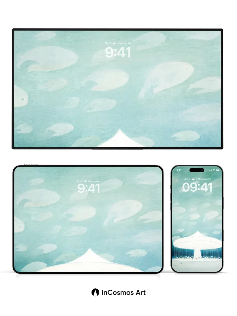 Serene Dome Wallpaper with Floating Fish