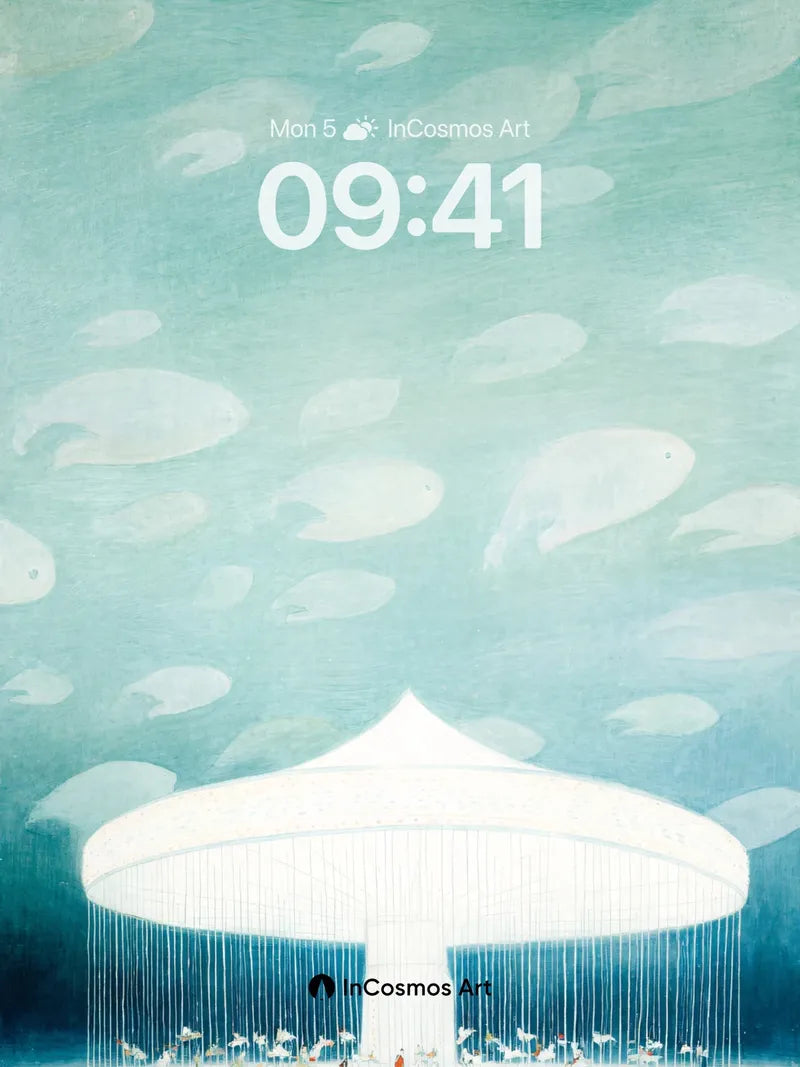 Serene Dome Wallpaper with Floating Fish