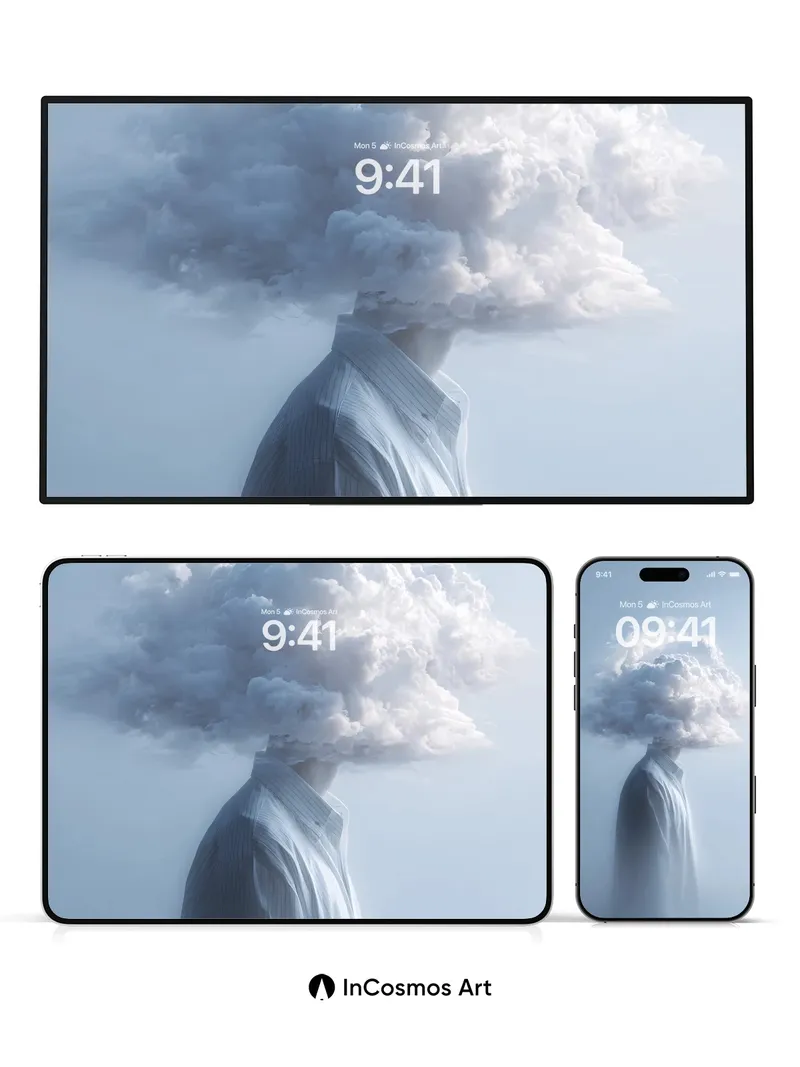 Cloud-Headed Serenity Wallpaper with Ethereal Light