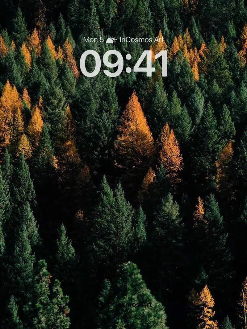 Autumn Hush Wallpaper with Golden Pines