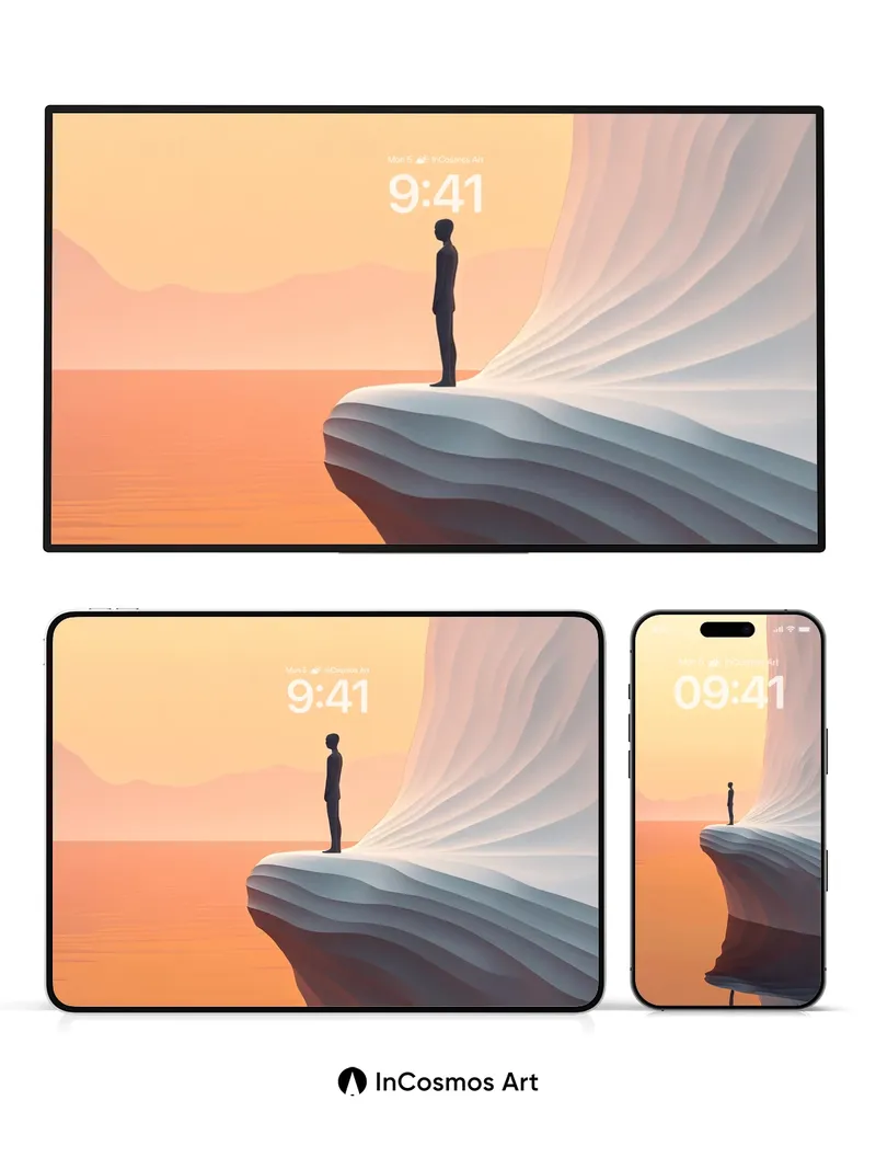 Silhouetted Solitude Wallpaper with Draped Light