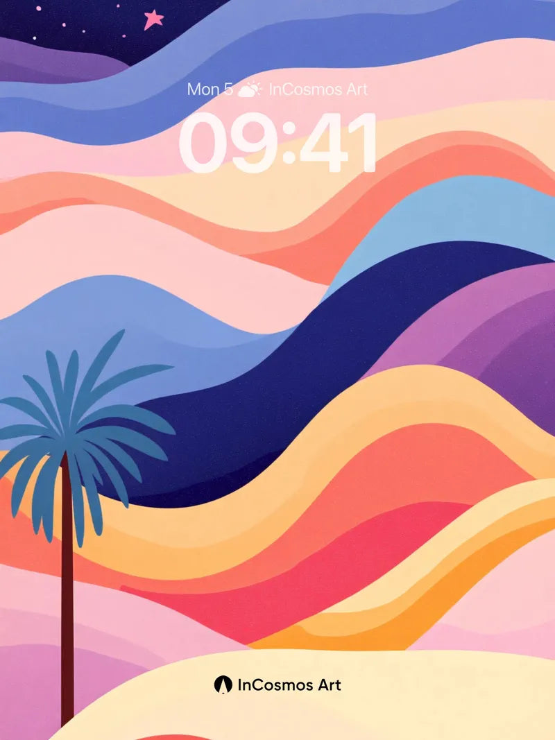 Surreal Dune Wallpaper with Starlit Palm