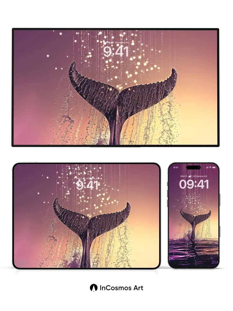 Whispering Tail Wallpaper with Cosmic Rain