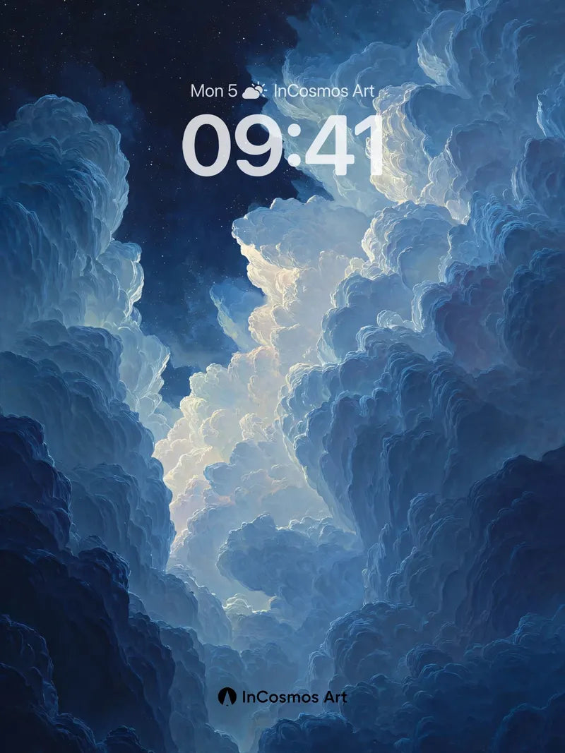 Midnight Cloud Drift Wallpaper in Deep Indigo wallpaper for iPhone, iPad & Mac