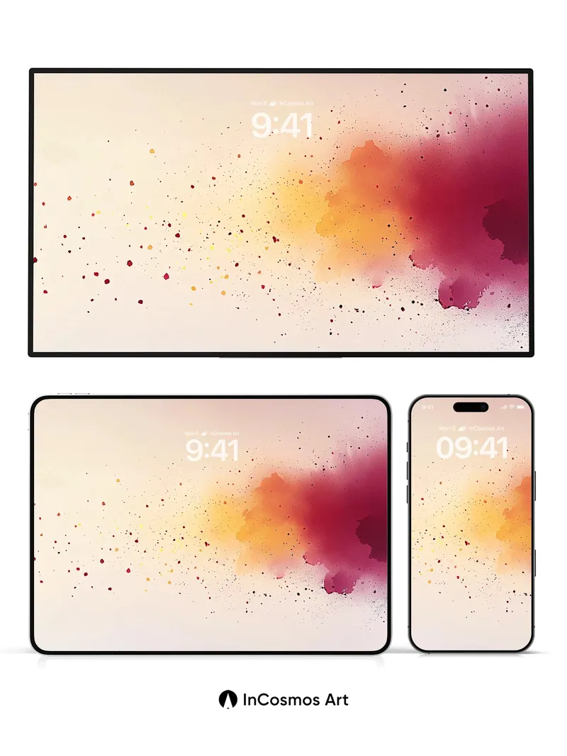 Crimson Pulse Wallpaper with Floating Embers