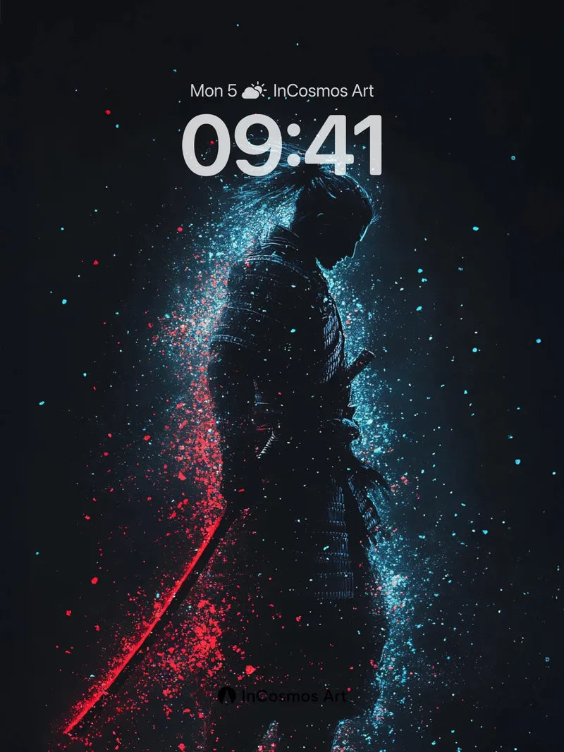 Cosmic Warrior Wallpaper with Particle Aura