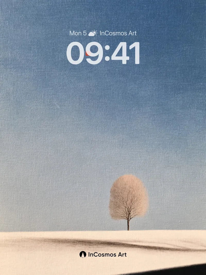 Solitary Tree Wallpaper in Soft Haze wallpaper for iPhone, iPad & Mac
