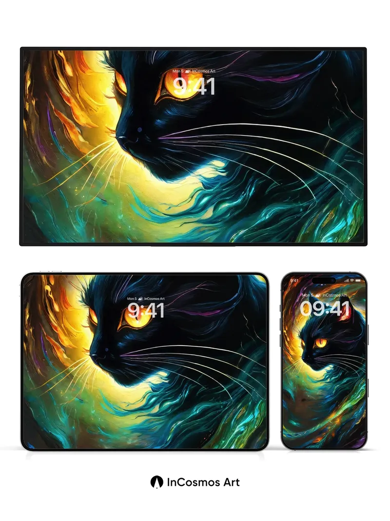 Cosmic Feline Wallpaper with Nebula Whispers