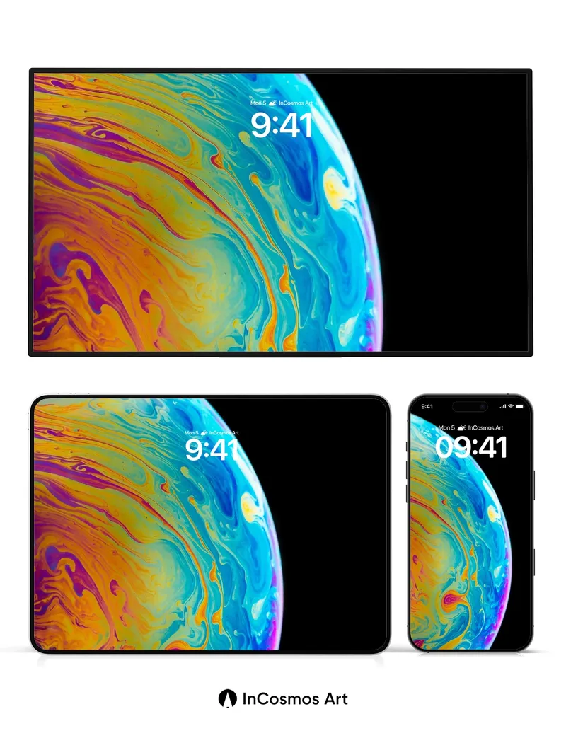 Cosmic Soap Bubble Wallpaper with Rainbow Veins