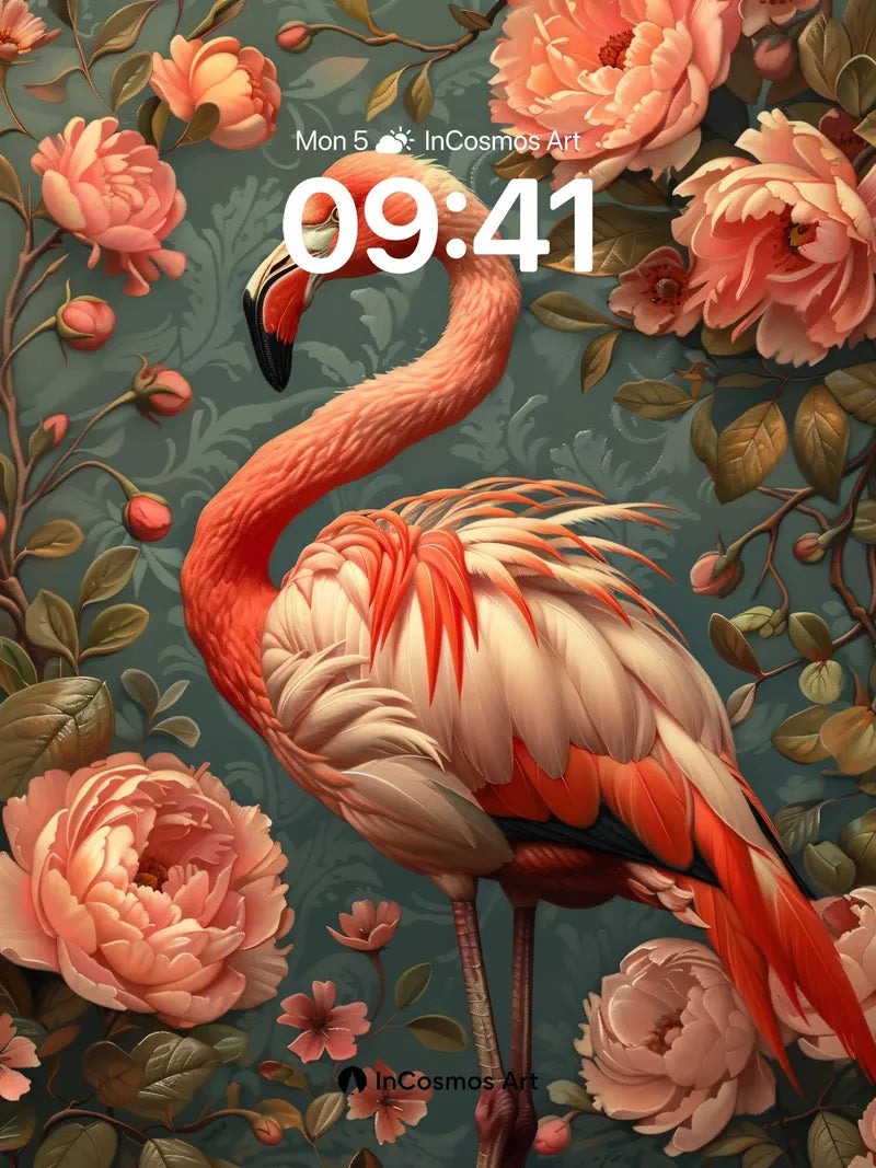 Velvet Flamingo Wallpaper with Rosy Bloom wallpaper for iPhone, iPad & Mac