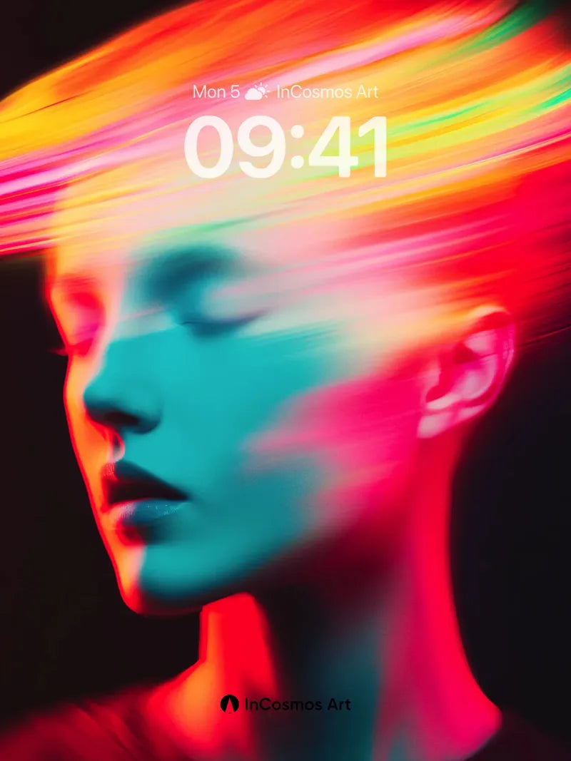 Neon Mirage Wallpaper with Rainbow Hair