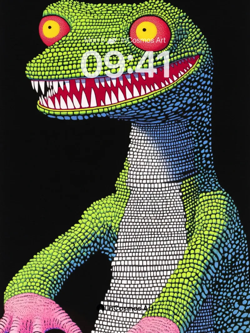 Surreal Lizard Wallpaper with Pixelated Skin