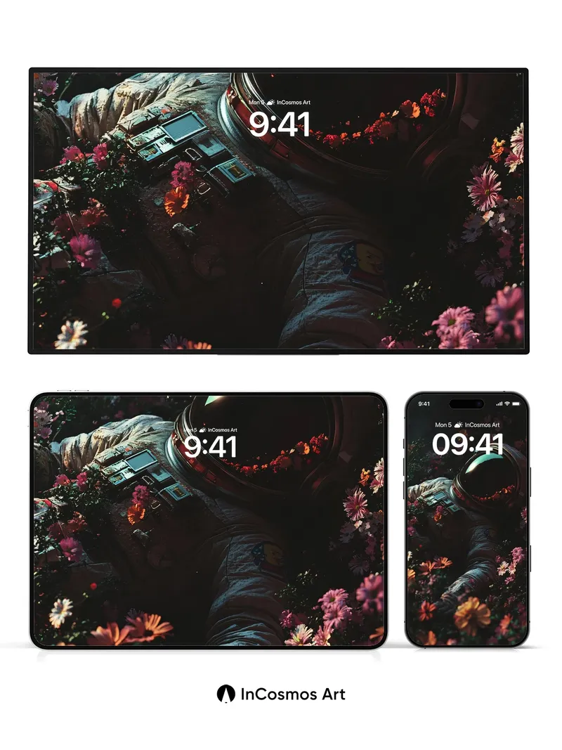 Silent Bloom Wallpaper with Cosmic Garden