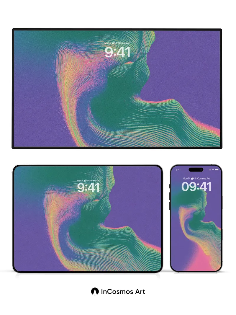 Neon Echo Wallpaper with Flowing Lines