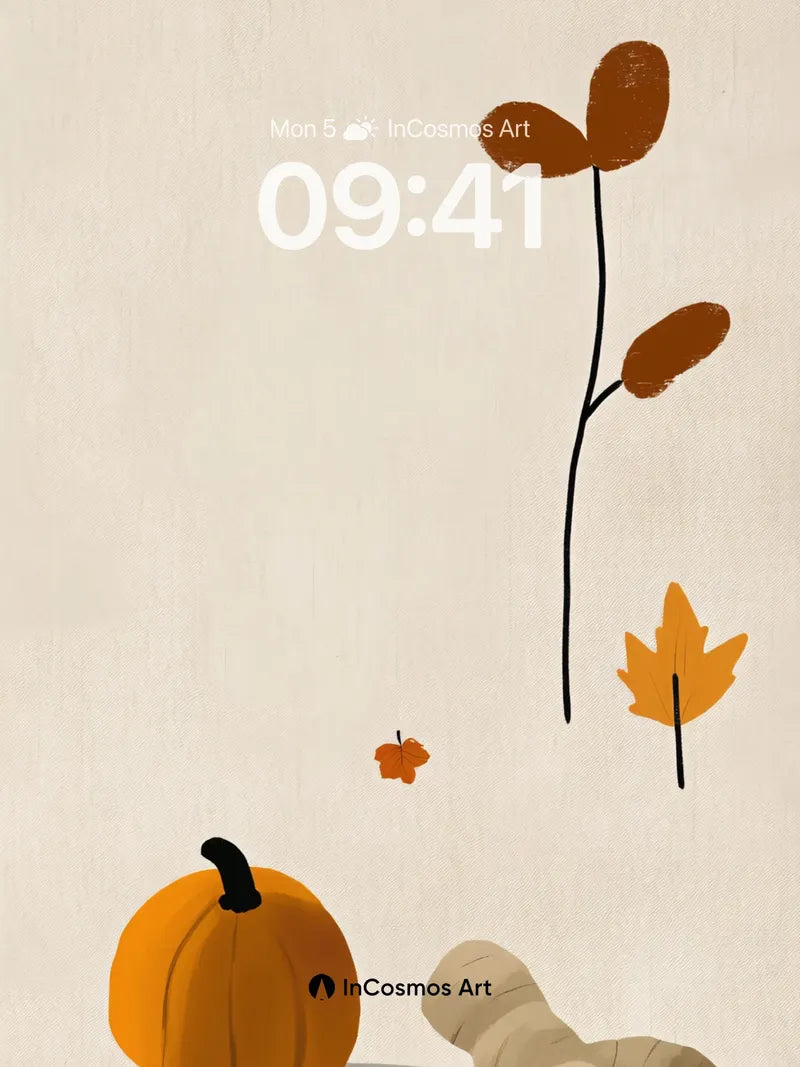 Autumn Hush Wallpaper with Floating Leaves