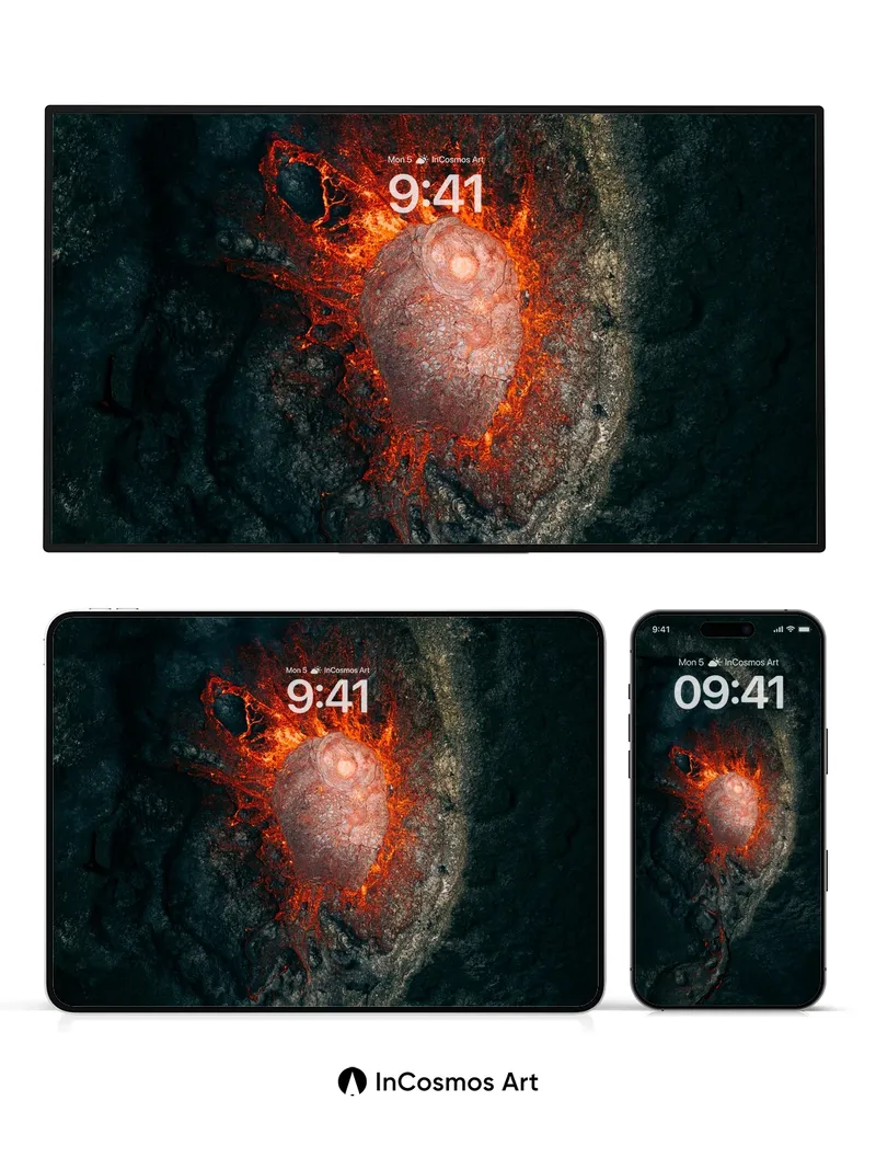 Fiery Heart Wallpaper with Molten Veins