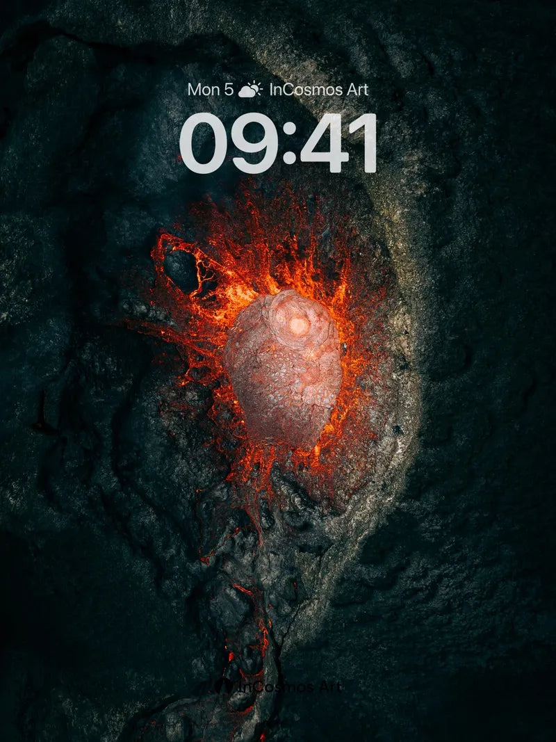 Fiery Heart Wallpaper with Molten Veins