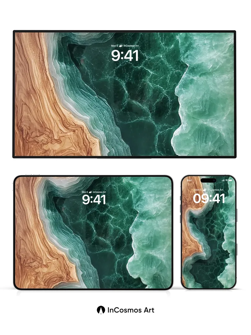 Emerald Vein Wallpaper with Earth's Pulse