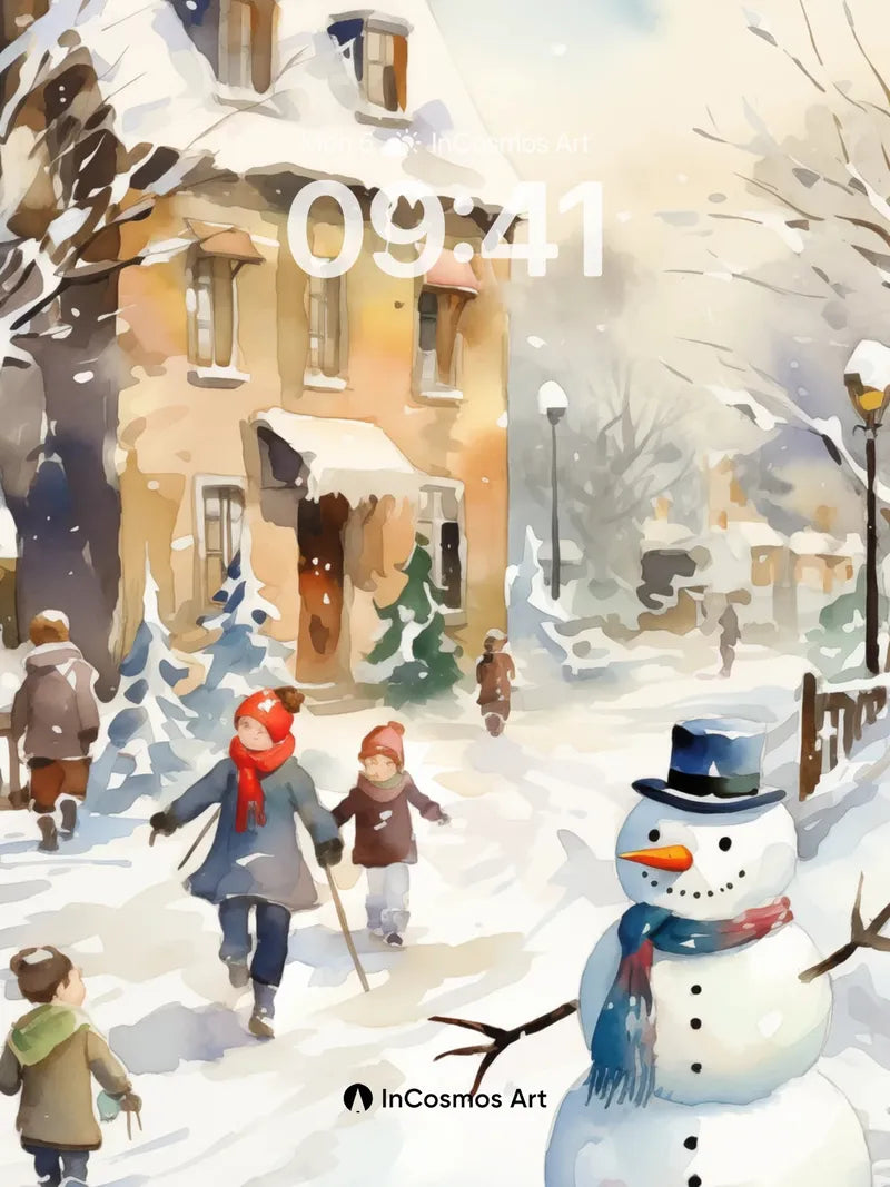Nostalgic Snowfall Wallpaper with Whimsical Charm