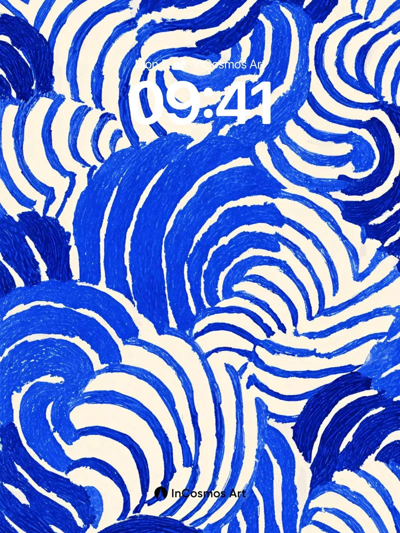 Cobalt Wave Wallpaper with Hokusai Echoes wallpaper for iPhone, iPad & Mac