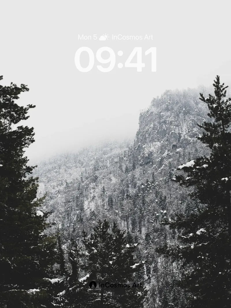 Frost Veil Wallpaper with Whispering Pines