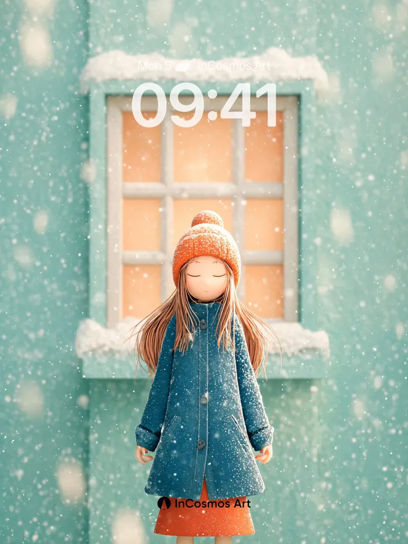 Snowfall Serenity Wallpaper with Warm Window Light wallpaper for iPhone, iPad & Mac