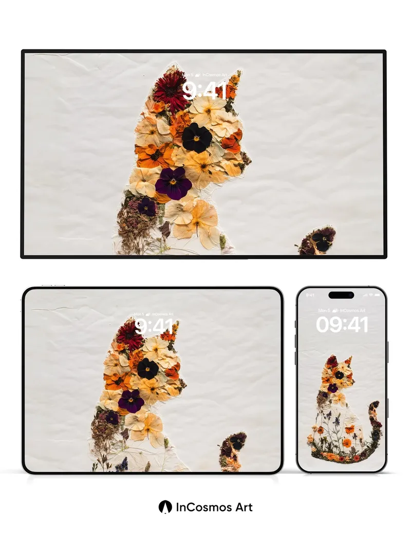 Botanical Whimsy Wallpaper with Petal Silhouette