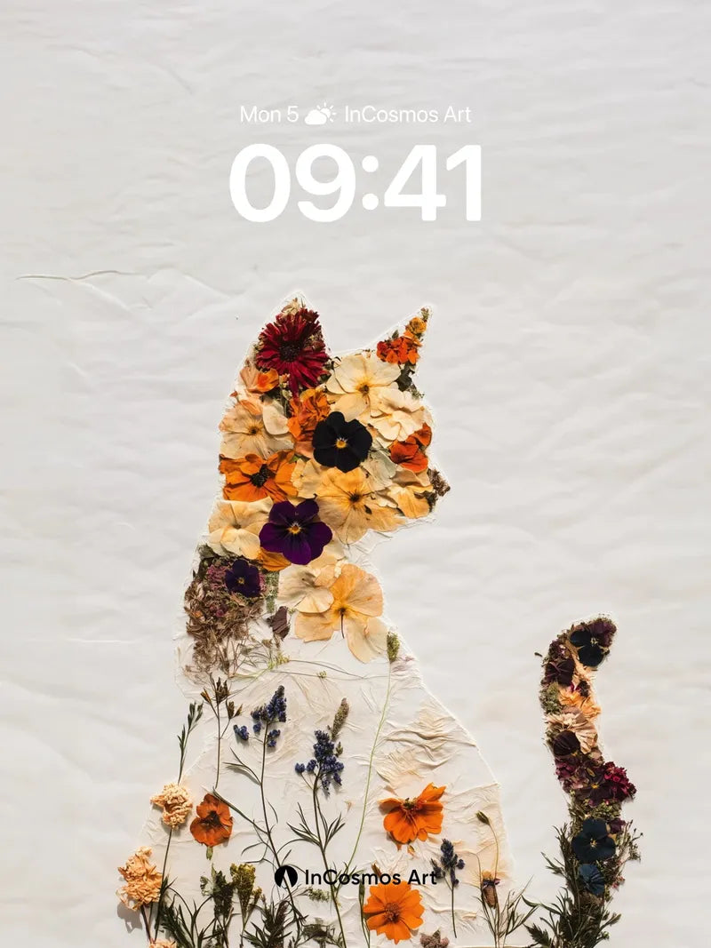 Botanical Whimsy Wallpaper with Petal Silhouette