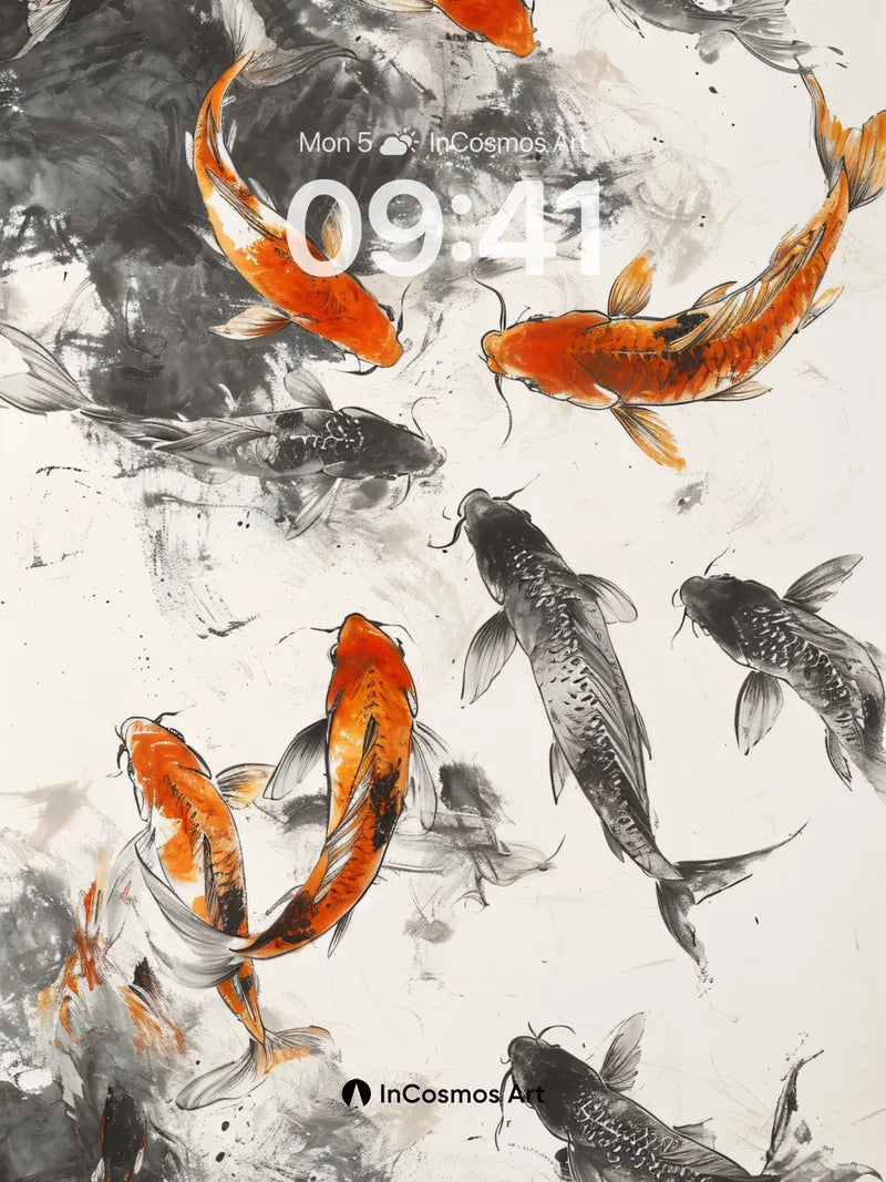 Ink Flow Koi Wallpaper with Whispering Currents