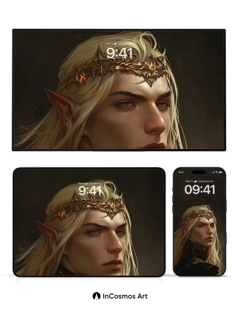 Ethereal Crown Wallpaper with Silvered Hair